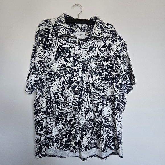 Floral Black and White Mens Button down - Picture 1 of 7